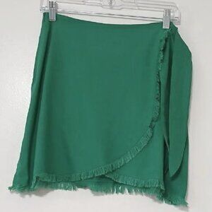 Pink Lily Green Wrap Skirt with Fringe – Size S